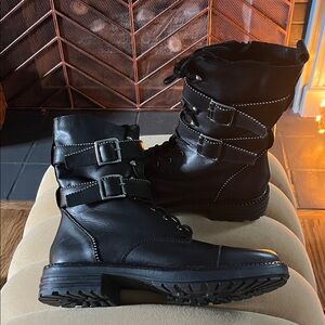 Free People Black Combat & Moto Boots